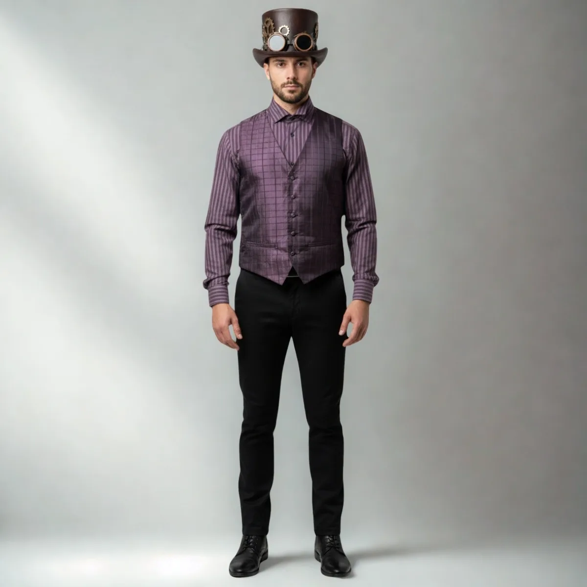 Men's steampunk costume — purple waistcoat set