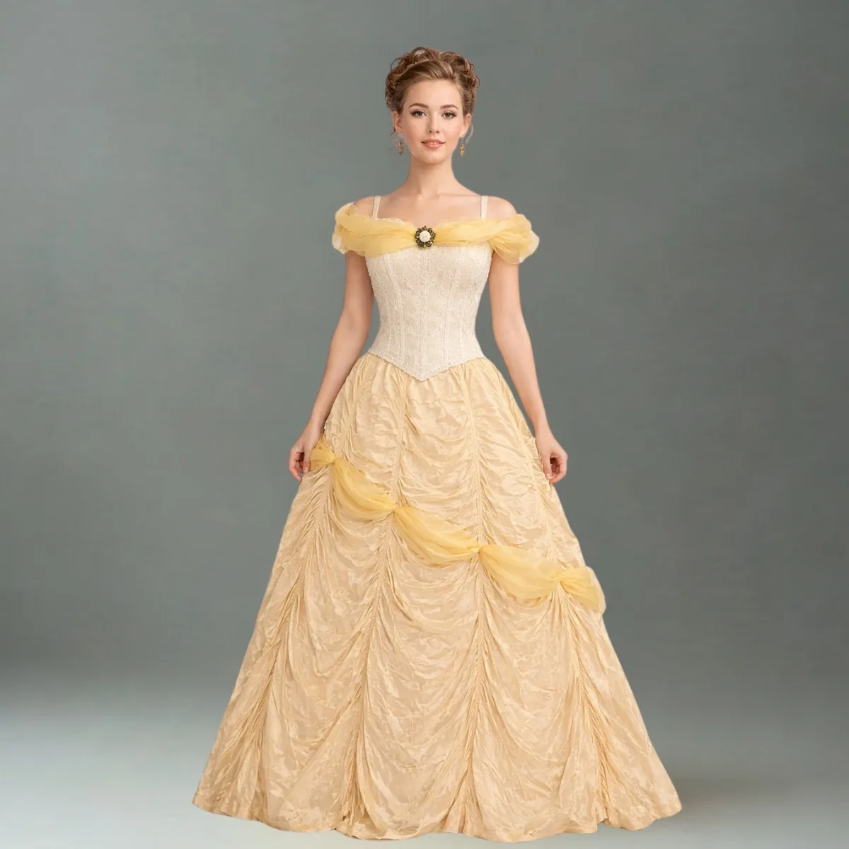 Golden queen of the ball (romantic-style dress)