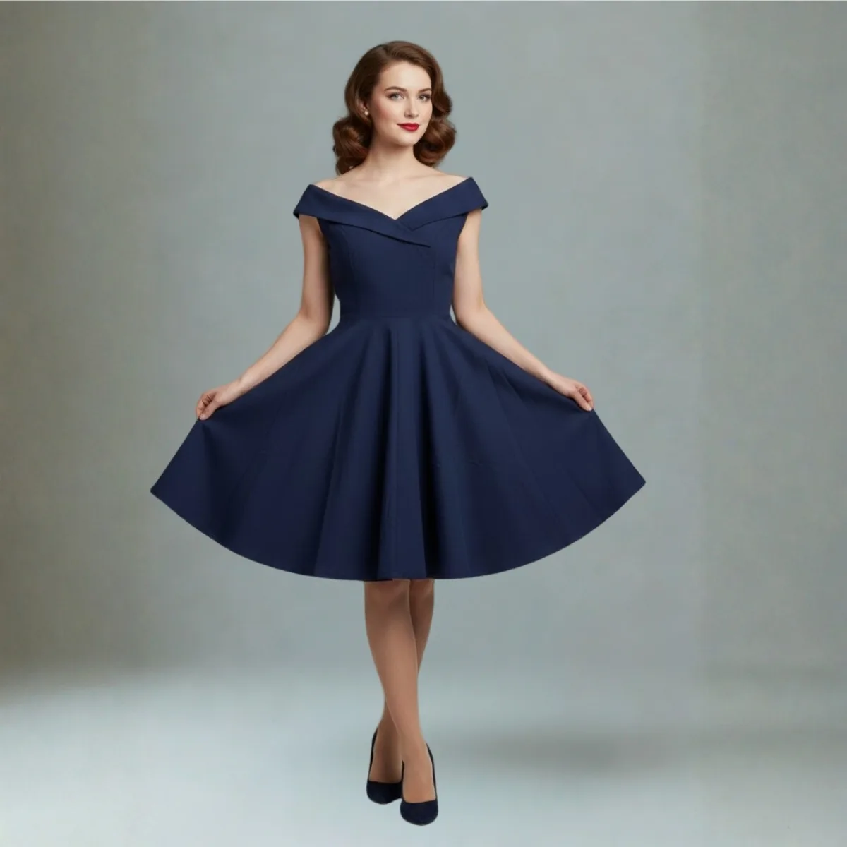 Blue 1950s-style retro dress