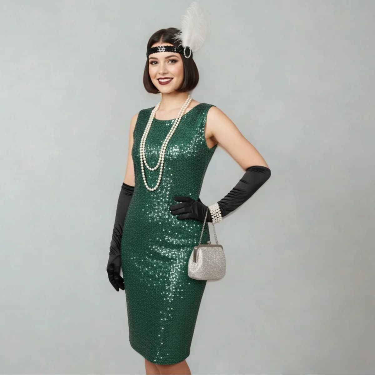 Sparkling emerald retro dress